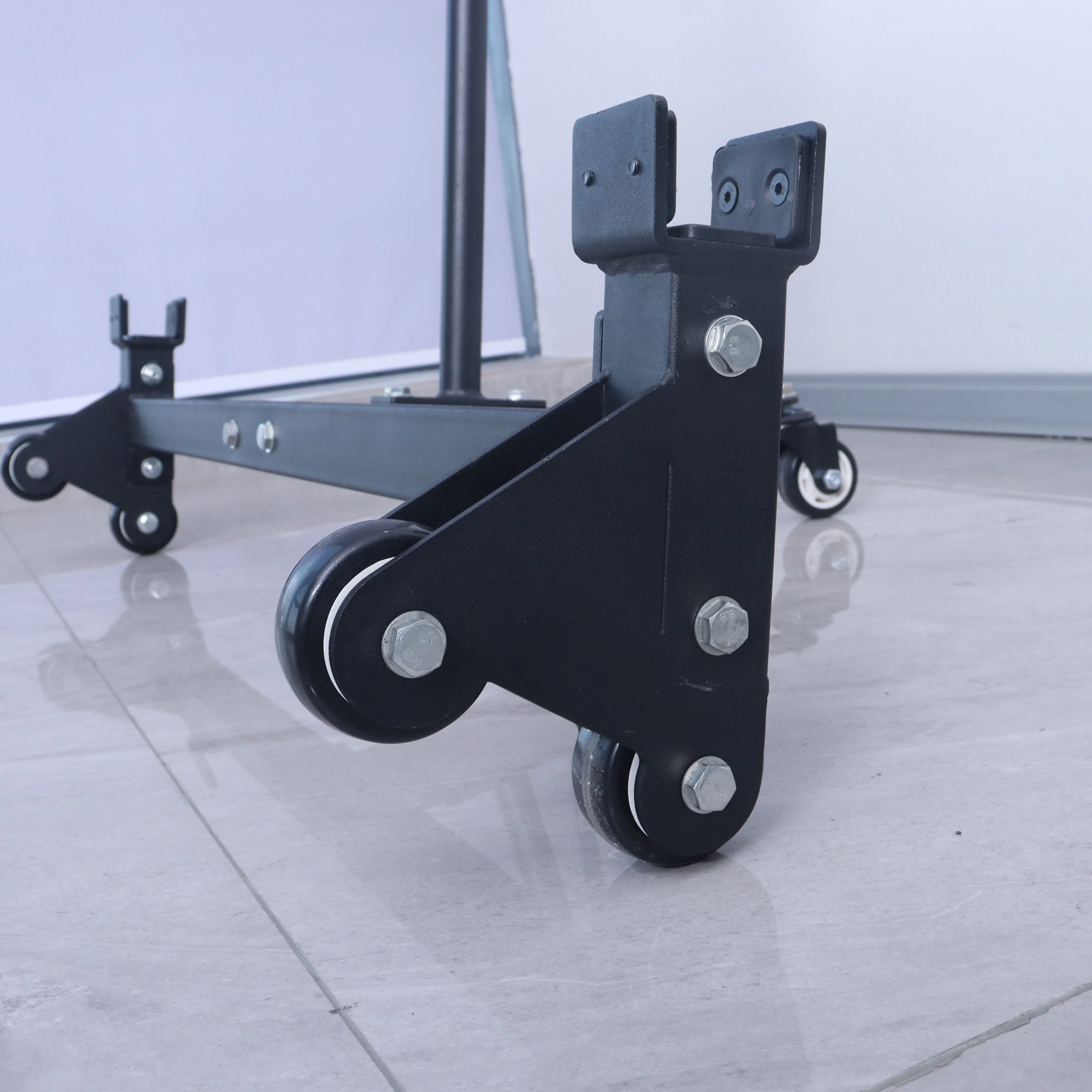Fitness Double-Sided Deadlift Jack with Wheels Easy Quick Swap Barbell Plate Changer Stand for Deadlifts