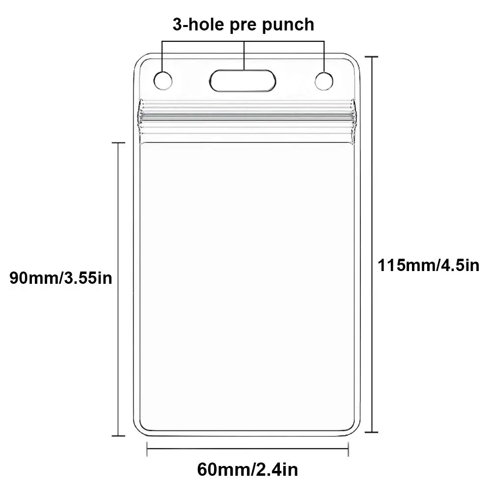 Rigid Vertical ID Badge Holders Sealable Waterproof Clear Soft Plastic Holder For Credit card