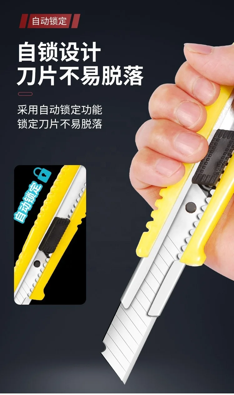 Auto Retractable Safety Easy Cutter Knife Custom Plastic Film Cutting Hobby Knife Steel Blade  OEM Support Price