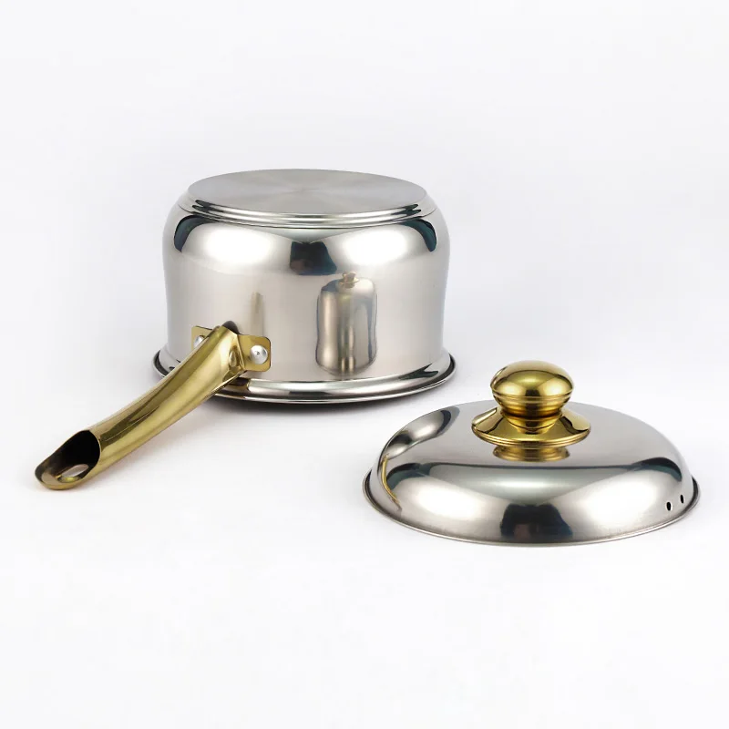 Stainless Steel Cookware Set Kitchen Pots And Pans Set Gold Cooking Pots Set With Steel Lids