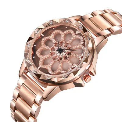 Hot Sale Women Wrist Fashion Watch Creative Luck Lady  Magnet Buckle Quartz Watch Female Rotating Dial Steel Band Luxury Watch