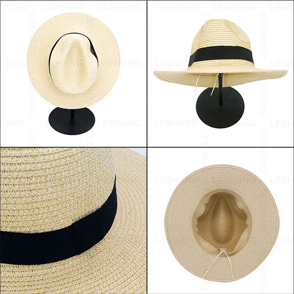 Unisex Spring Summer Breathable Sun Straw Braid Floppy Fedora Beach Panama Cap Straw Hats With wide Brim Custom logo caps