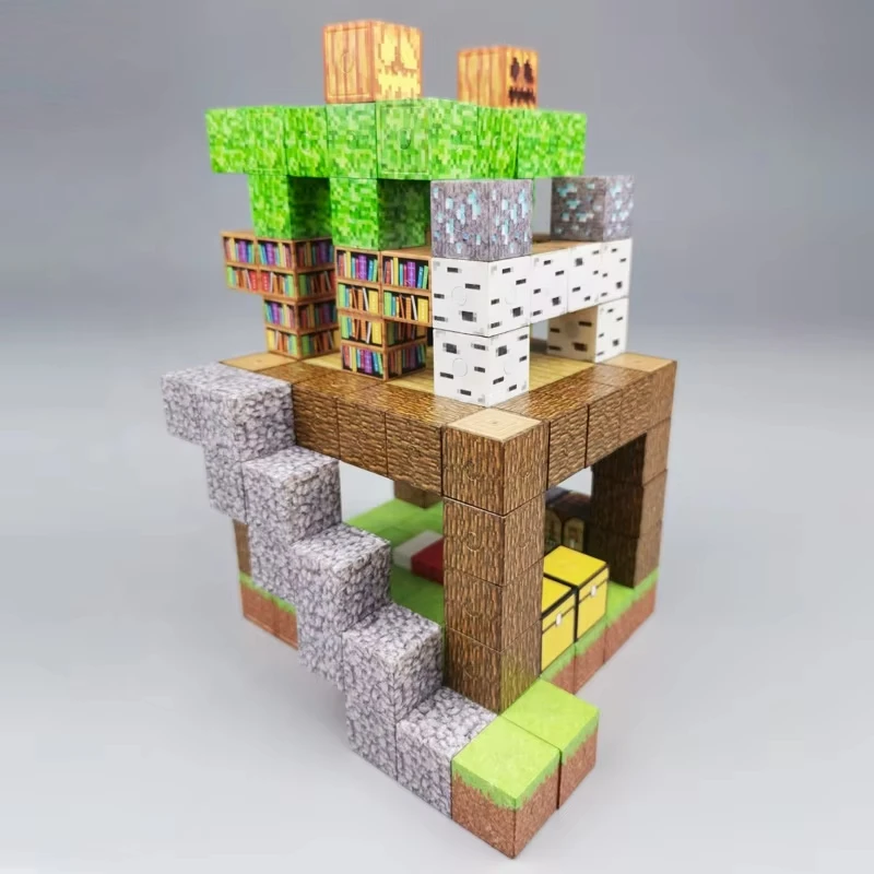 Magnetic Cube Building Block Set DIY Cubes Block Puzzle Construction Magnetic Building Cubes 3D Model Decompression Toy