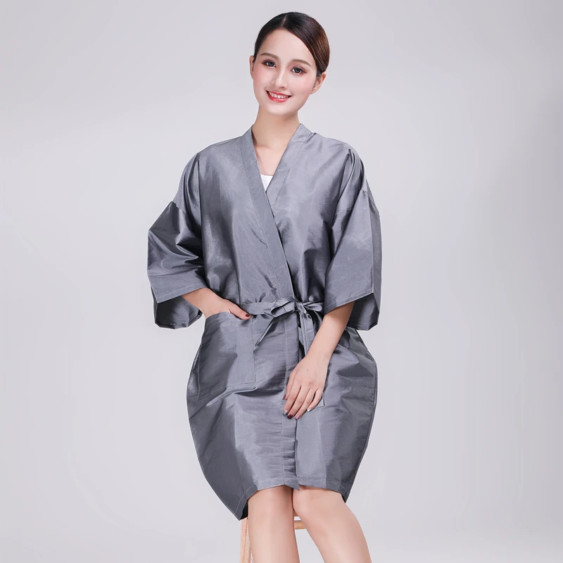 custom logo printing hair salon satin silk robes kimonos daily use soft smooth hair protection robe