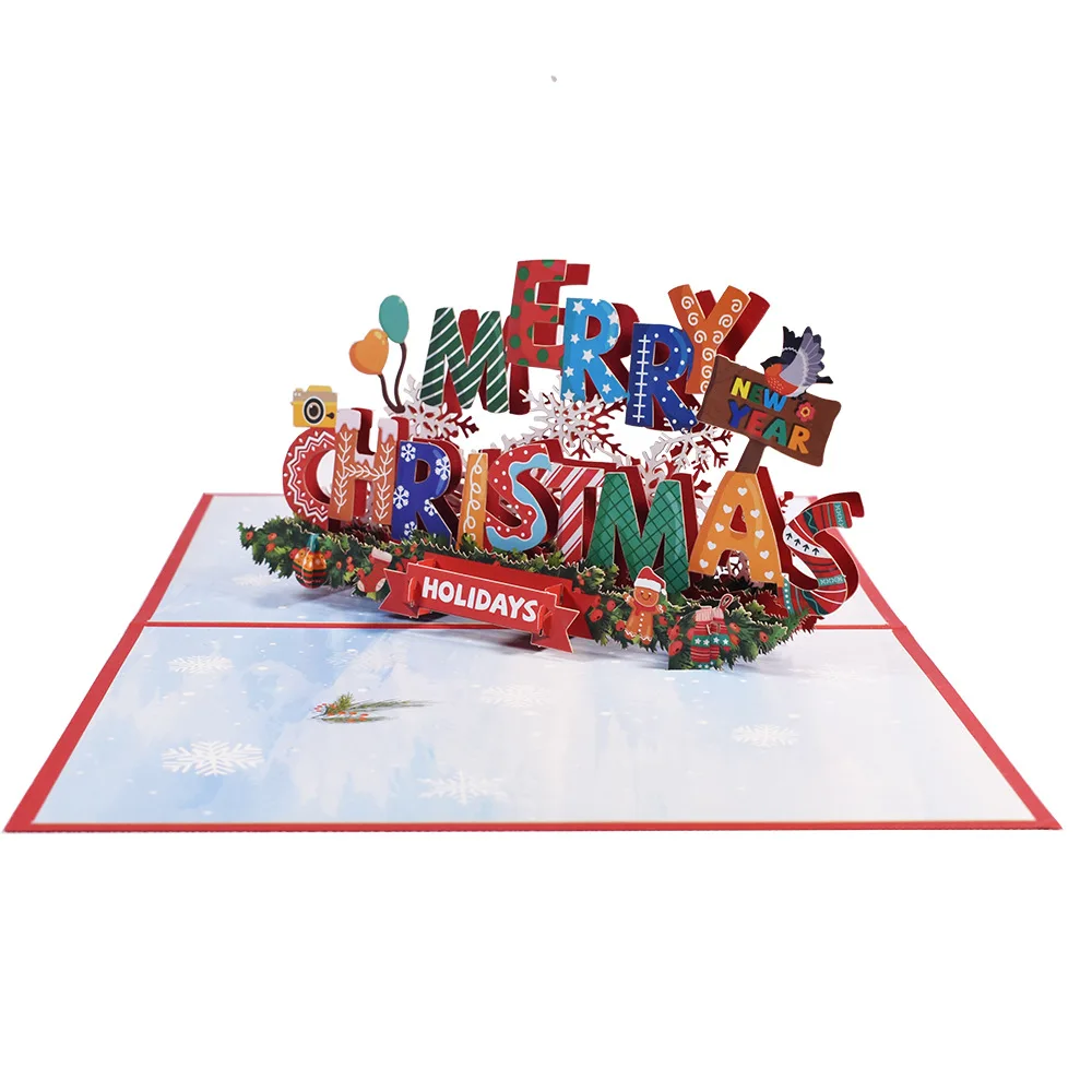 Good High Quality Wholesale 3D Pop-Up Card Santa Claus Riding Motorcycle Anniversary Greeting Card for Christmas