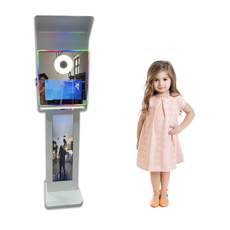 Selfie Machine Kiosk Video Booth 15.6 Print Wood Mirror Photo Booth