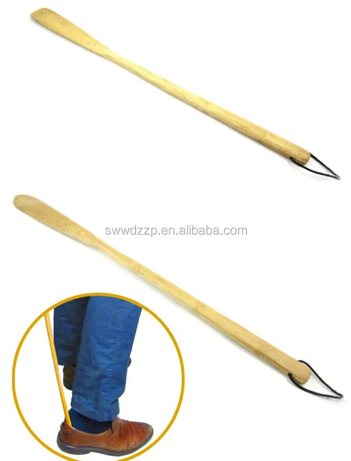 Eco-friendly fancy bamboo small shoe horns long handle shoe horn customized shoe horn for sale