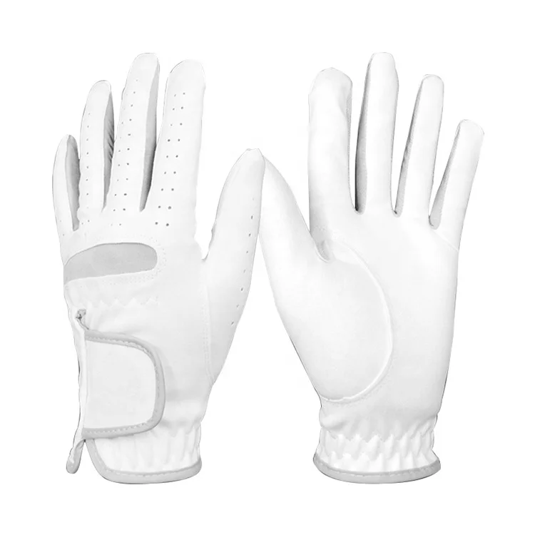 High quality Custom logo white & Black soft genuine cabretta leather golf gloves factory price
