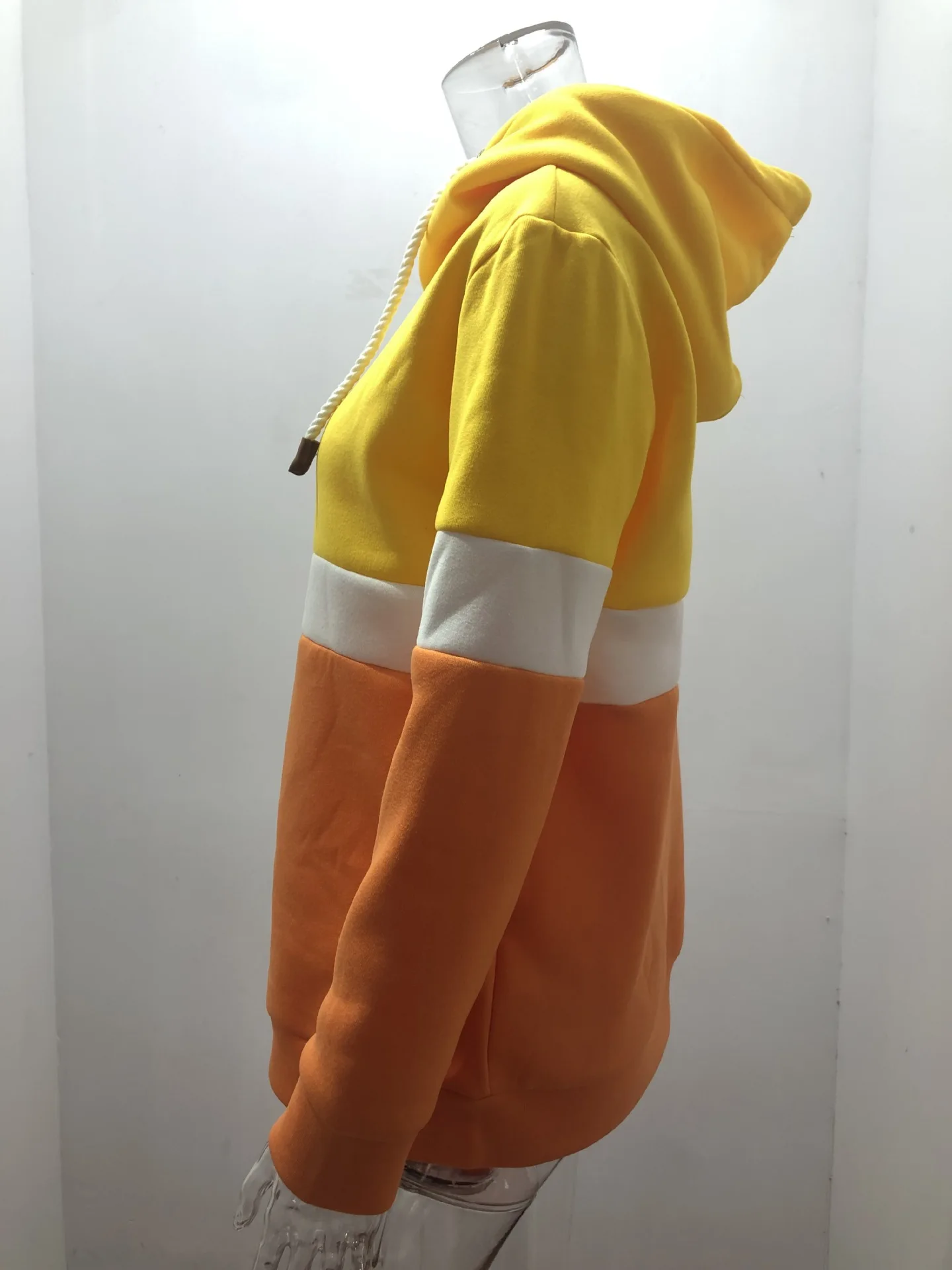 Tri Color Blend Mix Colour Hoodie Para Mujer Cowl Neck Hoodie Plus Size Drawcord End Hoodies And Sweat Shirts For Women