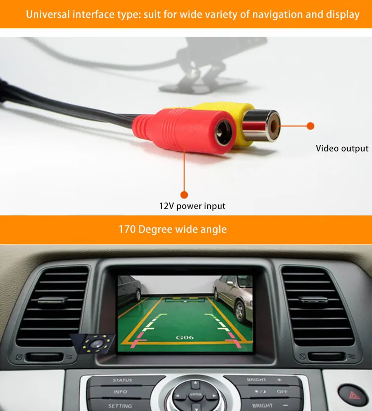 Waterproof 12V Universal Car Rear View Camera 12Pcs Led lights Night Vision Rearview Reverse Back Up Car Camera