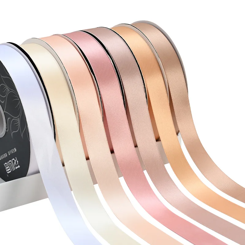 HOT SALE  20MM  Custom Printed Logo White Polyester Satin Ribbon For Floral Bouquet Gift Wrap Bow Wedding Shower