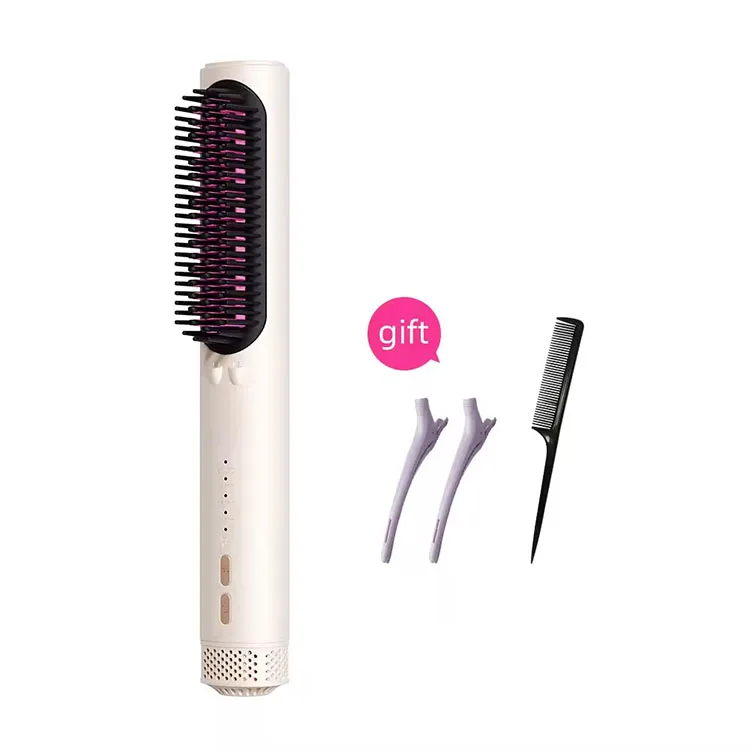 Customized  electric Straightening Brush cold Hot Air Comb hair dryer brush Negative Ion Hair Straightener brush