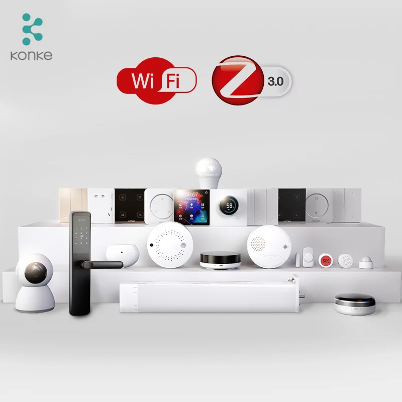 Home automation smart home system Zigbee WiFi IoT solution KONKE smart products