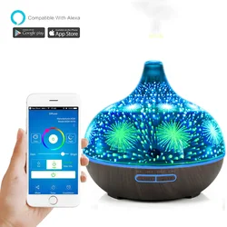 Tuya Smart Wifi 3d glass aroma diffuser/400ml Essential Oil Aromatherapy Ultrasonic Air Diffuser Humidifier/Air Humidifier