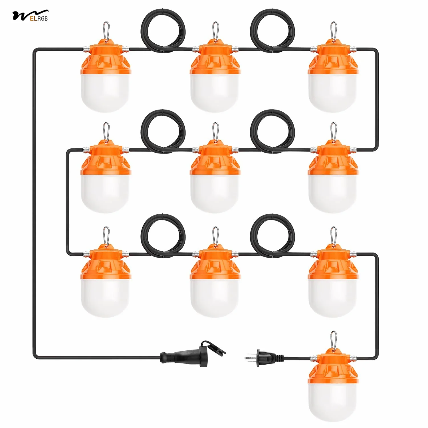 100 Ft LED Construction String Lights-150W 15000LM Bright Site Temporary Lighting String-Ip67 Waterproof & Drop-Proof