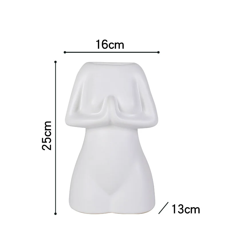 Northern Europe Style Black and White Color Figure Yoga Statue of Human Body with Hands Folded for Interior Decoration