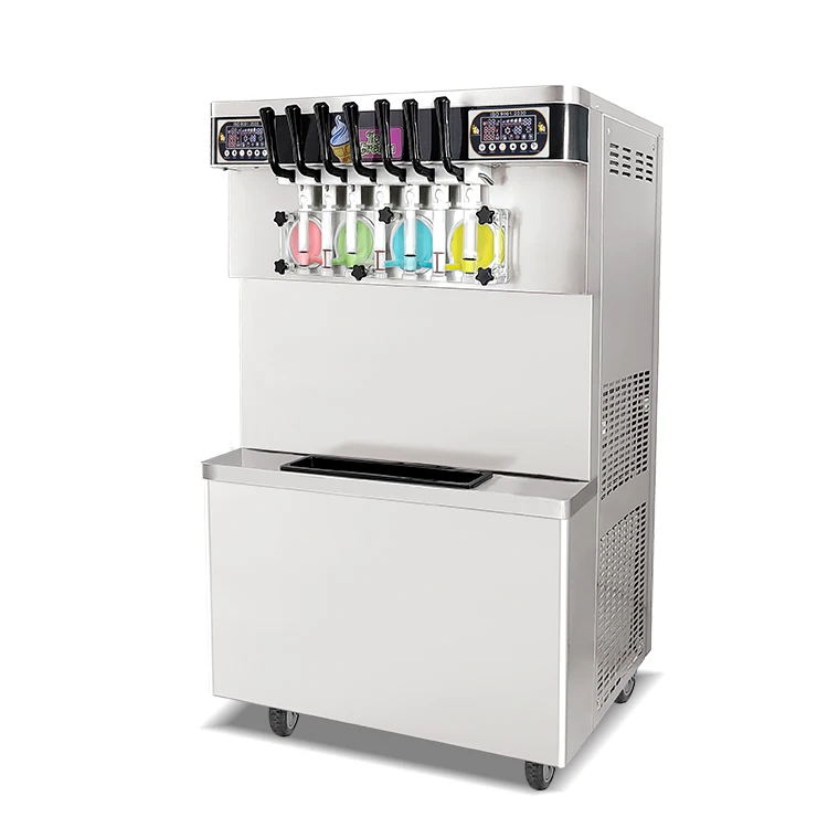 GOOPIKK 7 Flavors 65L/H Soft Serve Ice Cream Machine Frozen Yogurt Ice Cream Maker Commercial 4+3 Mixed Flavors With 4 Tanks
