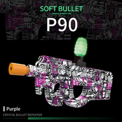 Luminous automatic shooting simulation fire-breathing special crystal bullet water bombs gun AK47 QB95 P90 M416 for kids toys