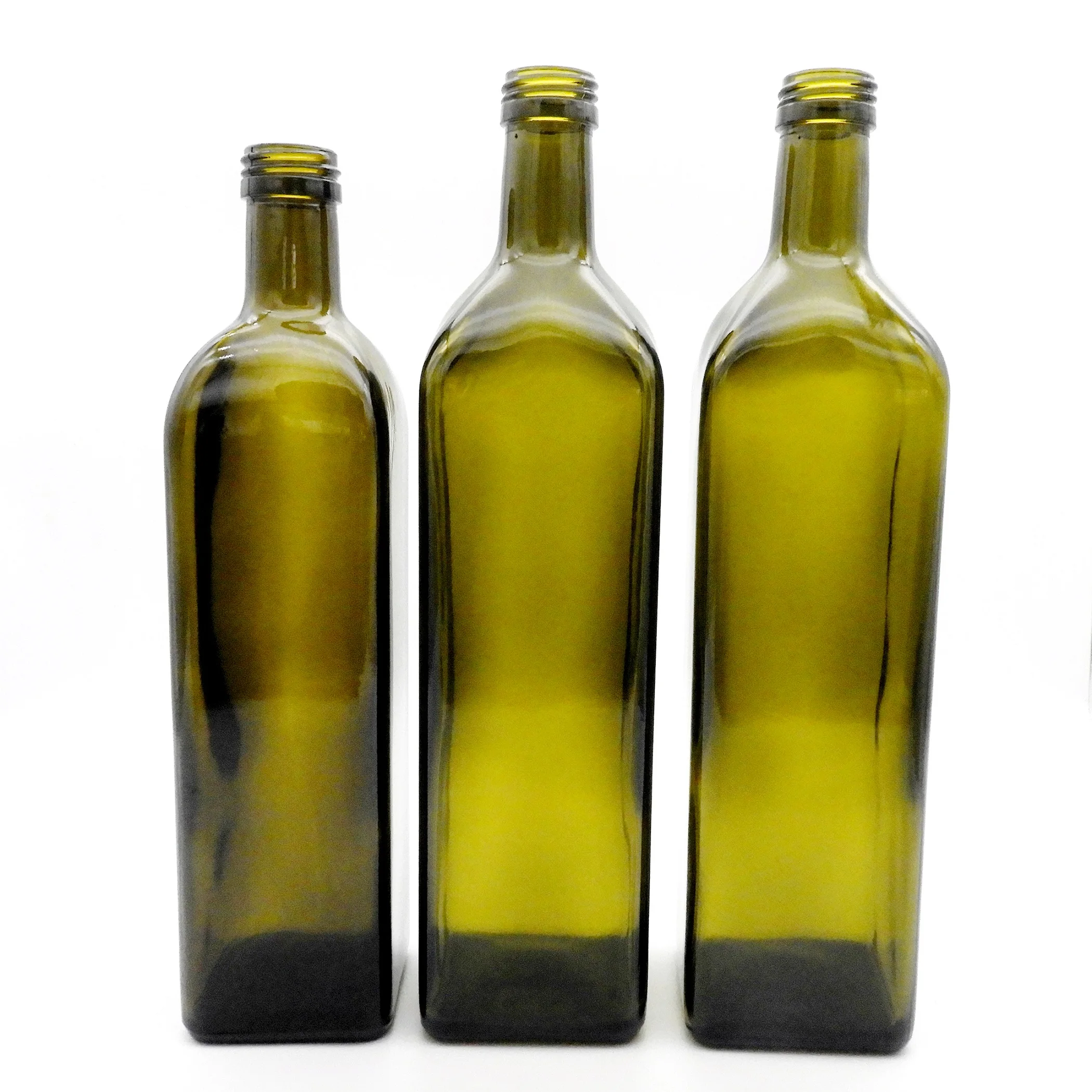 Antique Green Color Olive Oil Glass Bottle 250ml 500ml 750ml Empty Cooking Oil Bottle with Aluminium Cap