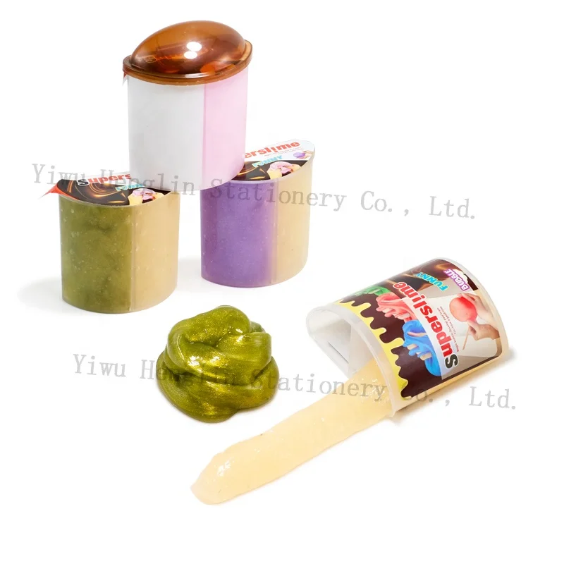 Popular kids DIY ECO-friendly blow bubble noisy putty kit chocolate shape 2 colors packed stress relief crystal slime putty