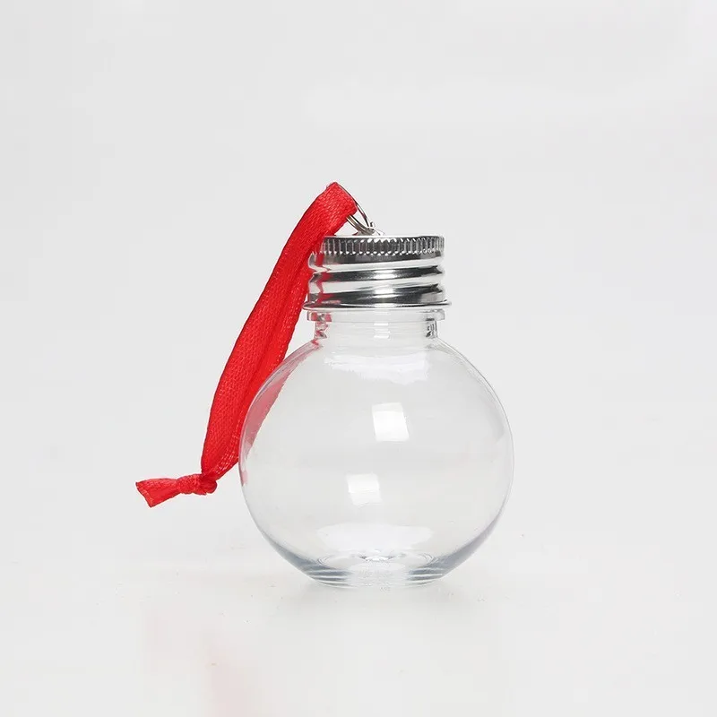 Christmas Tree Ornament Fillable Booze Water Bottle Bulbs Shape Plastic Clear Christmas Ball Pendant Home Party Decor