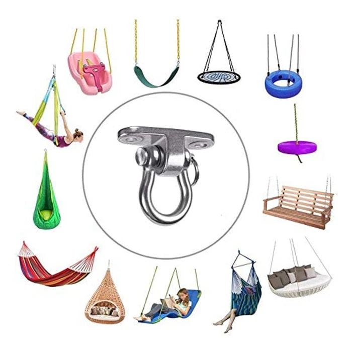 Zoshine 360 Degree Stainless Steel Swivel Ceiling Hook With Screw Load Bearing Rotary Hook For Hanging Swing Hook Accessory