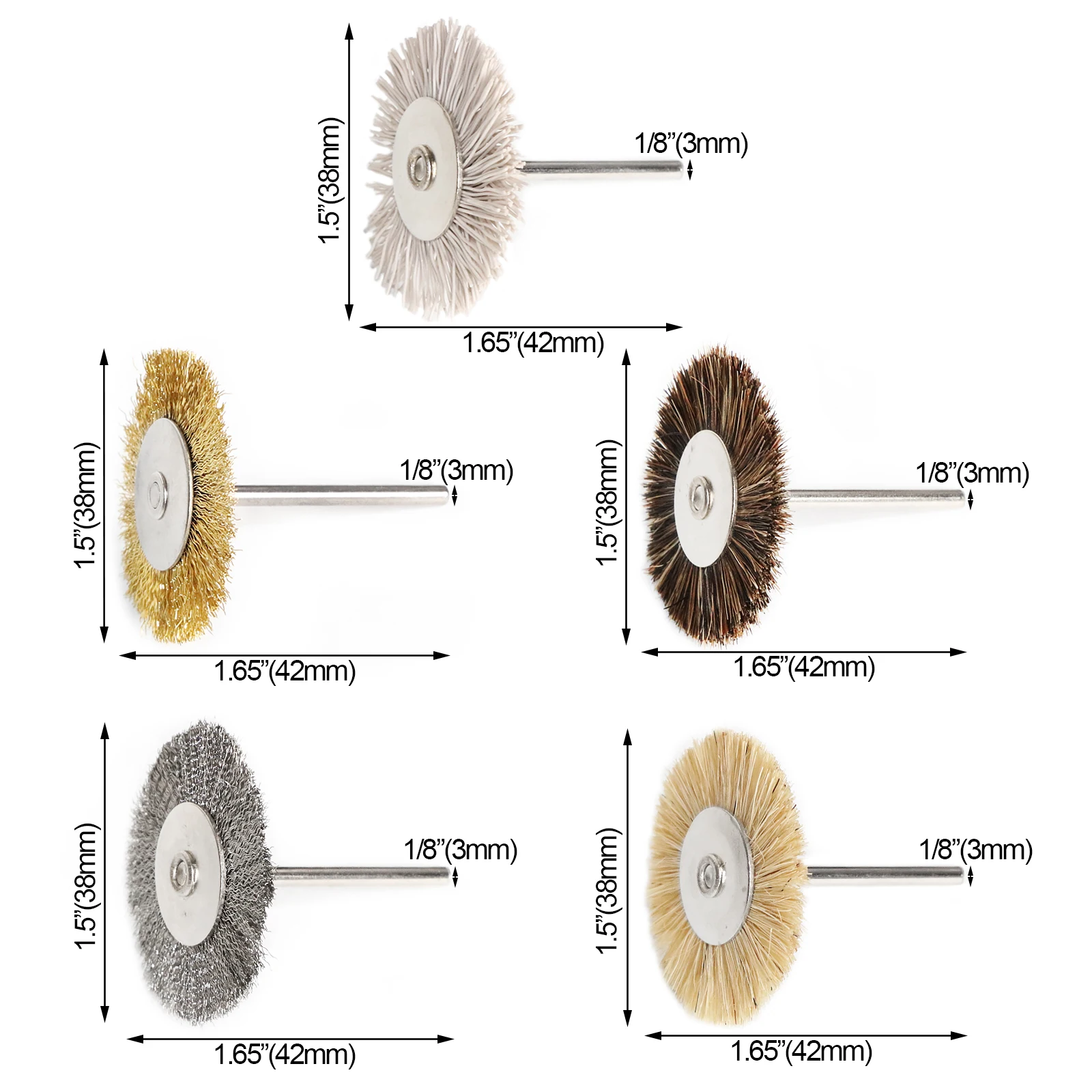 Factory Directly Provide brass bristle T-shape 38mm mini wire wheel brush