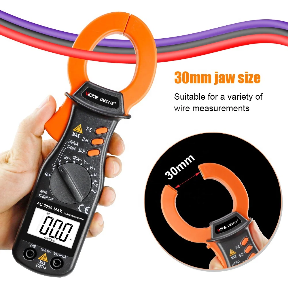 Цифровой мультиметр-зажим VICTOR DM3218 + амперметр постоянного/переменного тока измеритель напряжения автомобильное среднеквадратичное значение тестер емкости и сопротивления