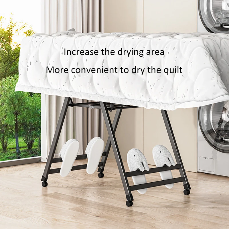 Aluminum Alloy Clothes Drying Rack With Shoe Rack High Stability Wing Type Drying Racks