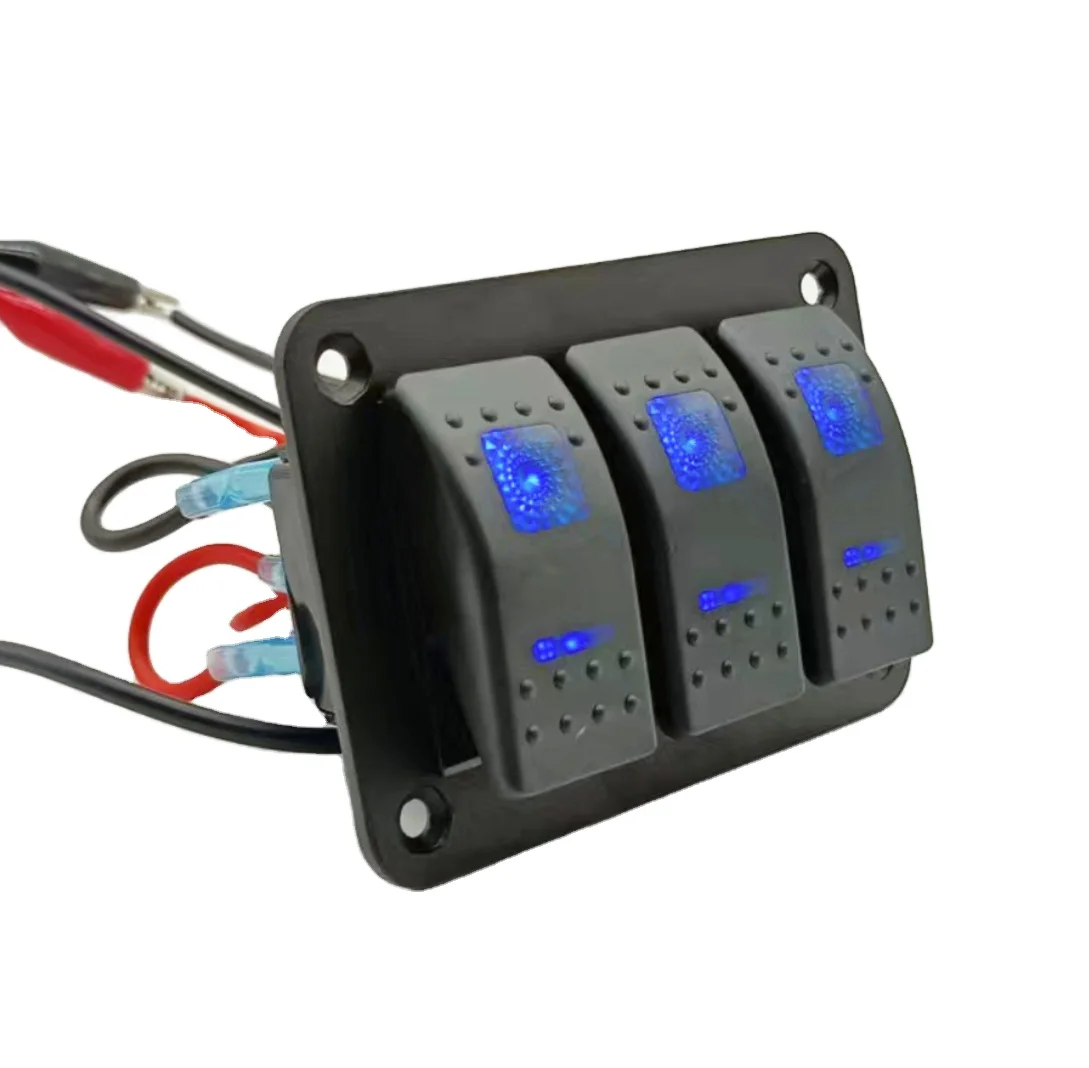 RV Boat Panel Switch 3 Gang Panel Switch 5P for Boat Refitted Vehicle RV SUV ATV