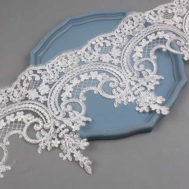 party dresses women border lace embroidery flower cord border embroidery champagne gold lace fabric