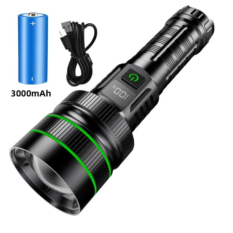 New Ultra Long Distance High Power USB Rechargeable Strong Light Outdoor Portable Lantern Waterproof LED Flashlight