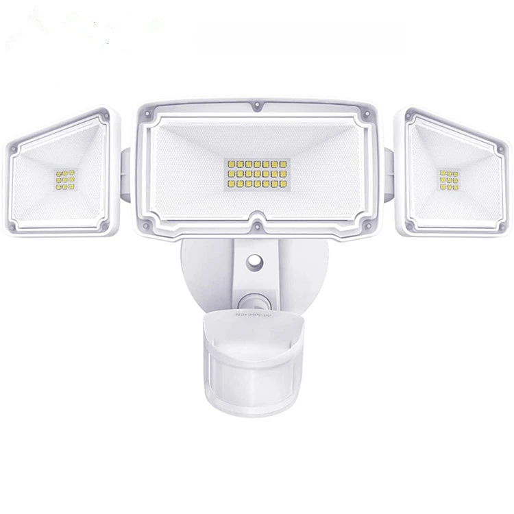 20w Garden 3 Head Led Security Lights Motion Sensor Outdoor Adjustable 40w Led Flood Light Ip67 For Outdoor