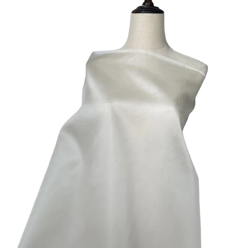 high quality stiff silk gauze  12MM silk organza satin off white silk for wedding dress