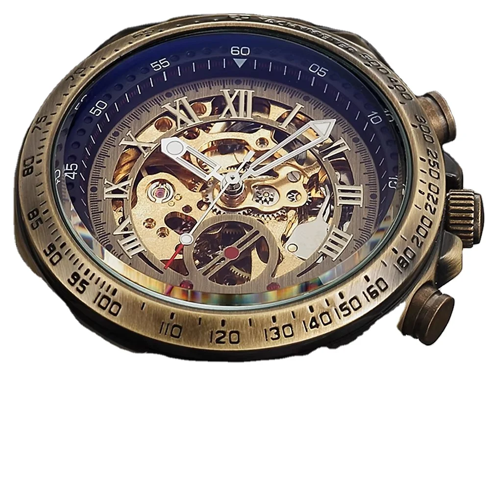 new SHENHUA 02 Watch Vintage Automatic Mechanical Transparent Skeleton Watch Mechanic Self Winding men Watch