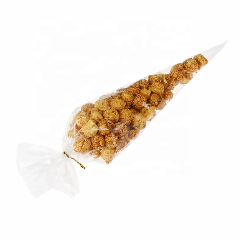 Clear Sweet CPP/BOPP Cone Bags with twist ties Fashion Design