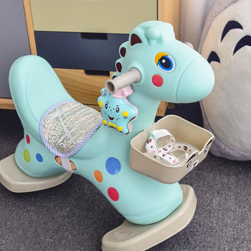 Indoor Baby Musical Toddler Walker Plastic Kids Fawn Cartoon Rocking Horse Ride On Animals Toy