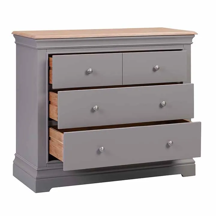 Высококачественные антикварные простые деревянные шкафы из серого дуба с 4 ящиками для спальни