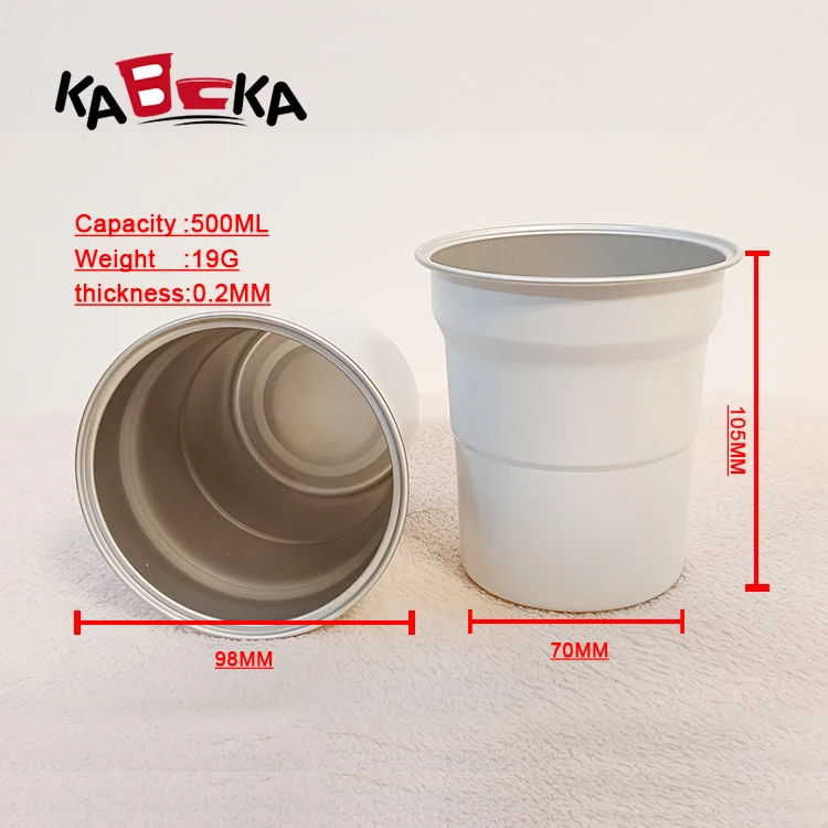 Outdoor Environmental Party Disposable Aluminum Mug Reusable 500ml Camping Coffee Cup Beer Coke White Metal Cold Drink Cups