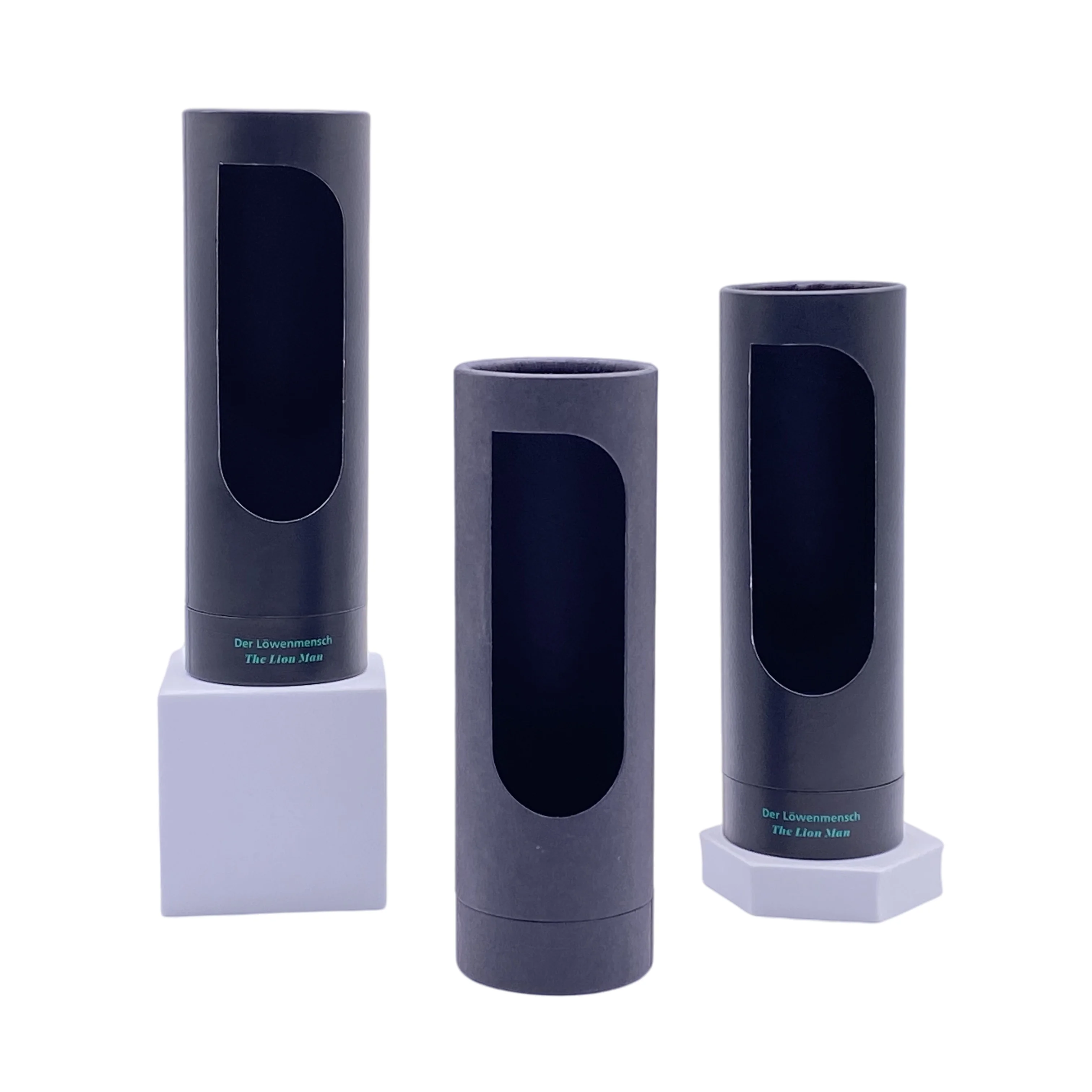 Custom Manufacturer Recycled Large Round Shape Perfume Packaging Tube with Window Gift Printing Spice Sealing Black