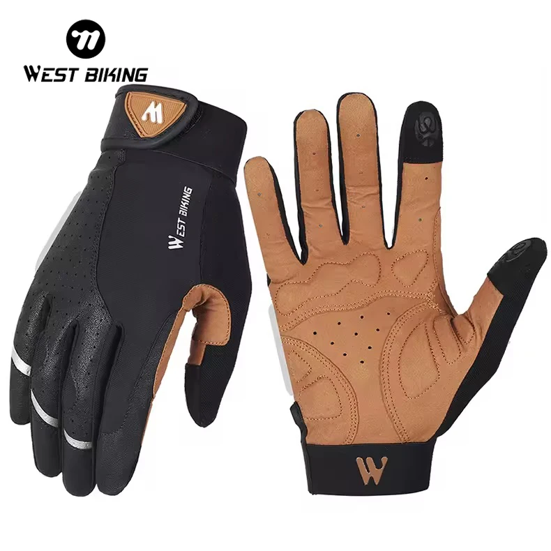 WEST BIKING Full Finger Racing Cycle Bike Gloves Waterproof Mountain Bike Gloves Wholesale Customized Motorcycle Cycling Gloves