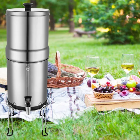 New top water fed 2.25 gallons containers stand ss304 household stainless steel gravity filter