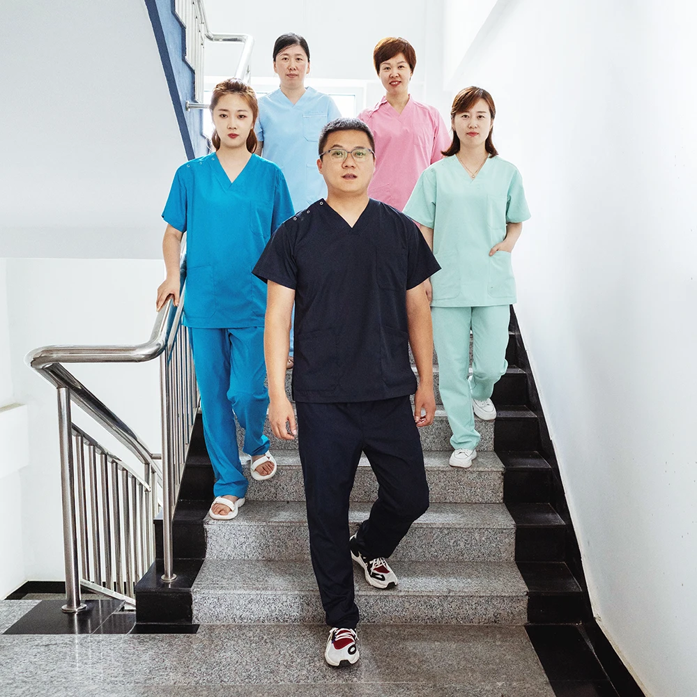 
Top Quality Hospital Uniforms Medical Scrubs for Women Scrub Sets Hospital Field 65 % Cotton and 35% Polyester for Unisex 1pcs 