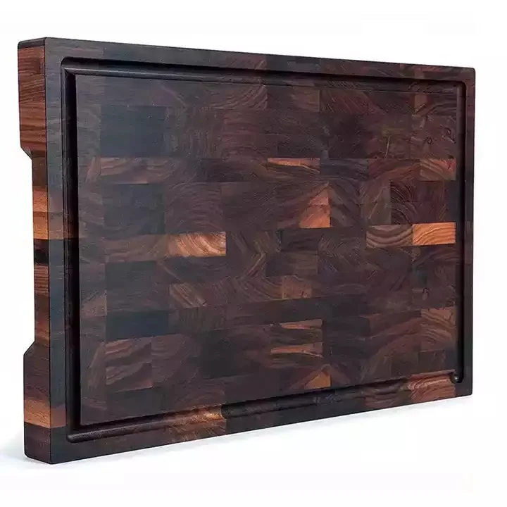 Customized Luxury Flexible Butcher Block Large End Grain Black Walnut Cutting Board For Kitchen With Juice Groove