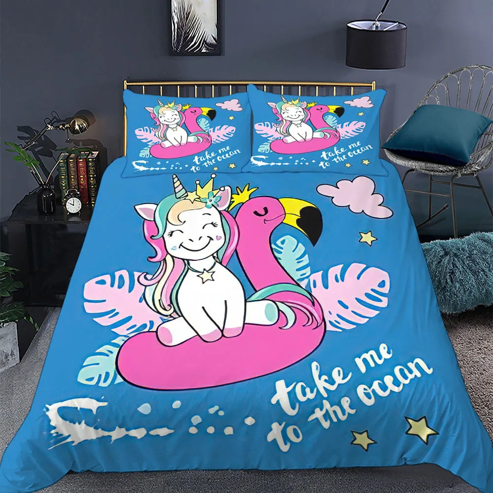 Classic 3d Unicorn Bedding Rainbow Pony Fashion Duvet Cover Of Home Textile Products