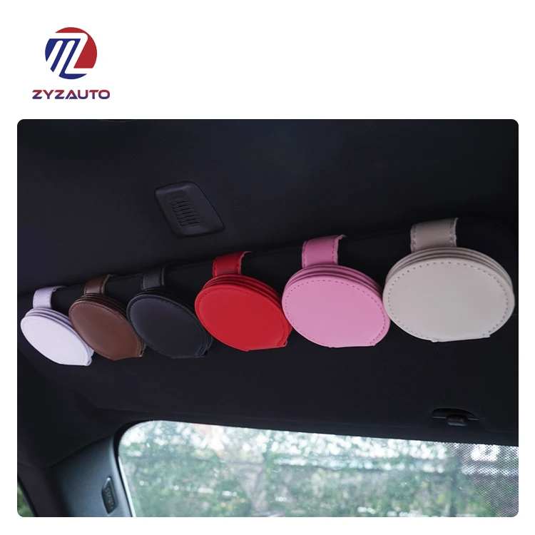 ZY Wear-resistant Leather Glasses Holder Sun Visors Clip Storage Ticket Card Sunglasses Clip For Glasses In Car