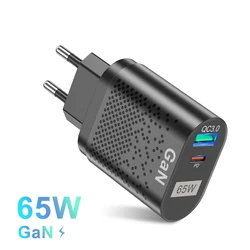 Gan Charging Source 65W Gallium Nitride USB Charger PD Smart Fast Charging Cell Phone Charge Head Tecnologia Technology 10pcs