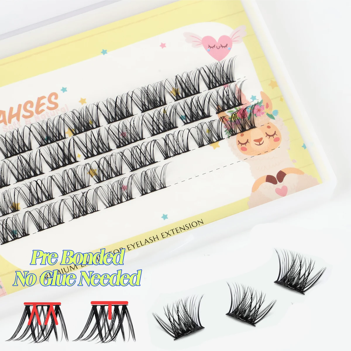 2023 New Hot Selling Press on Diy Segment Eyelash No Glue Self Adhesive Cluster Lashes