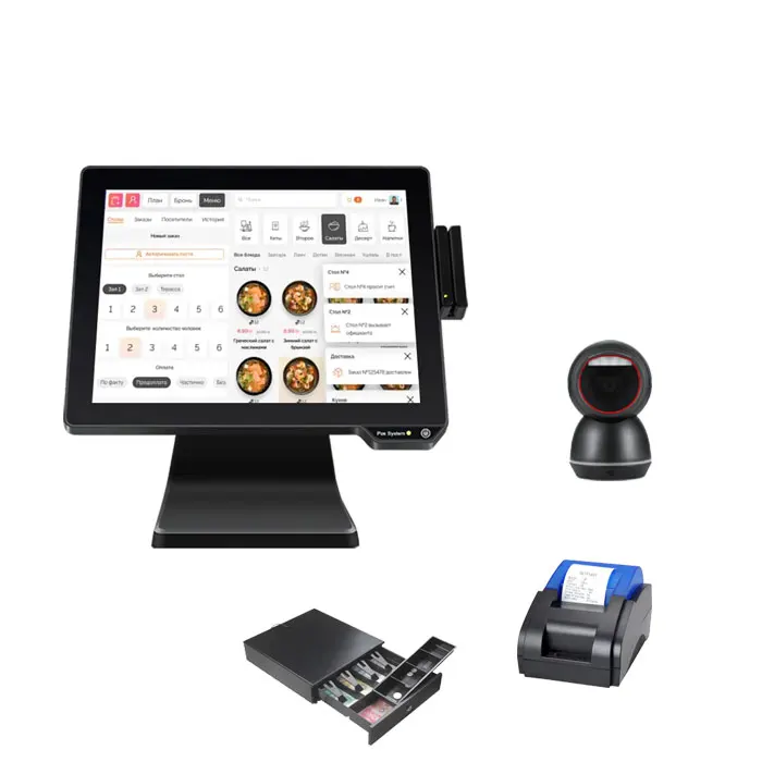 retail pos system 15.1inch All In One Touch Screen pos terminal software Smart pos payment billing machine for restaurant