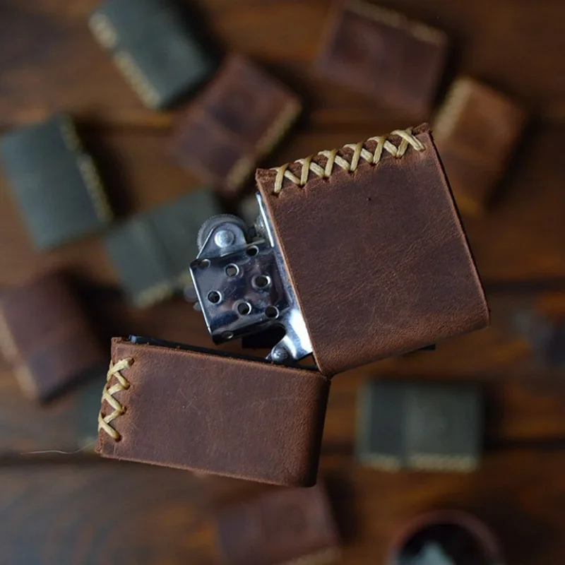 Custom Lighter Pouch Cover Handmade Genuine Leather Modern Lighter Case Gift for Dad Boyfriend